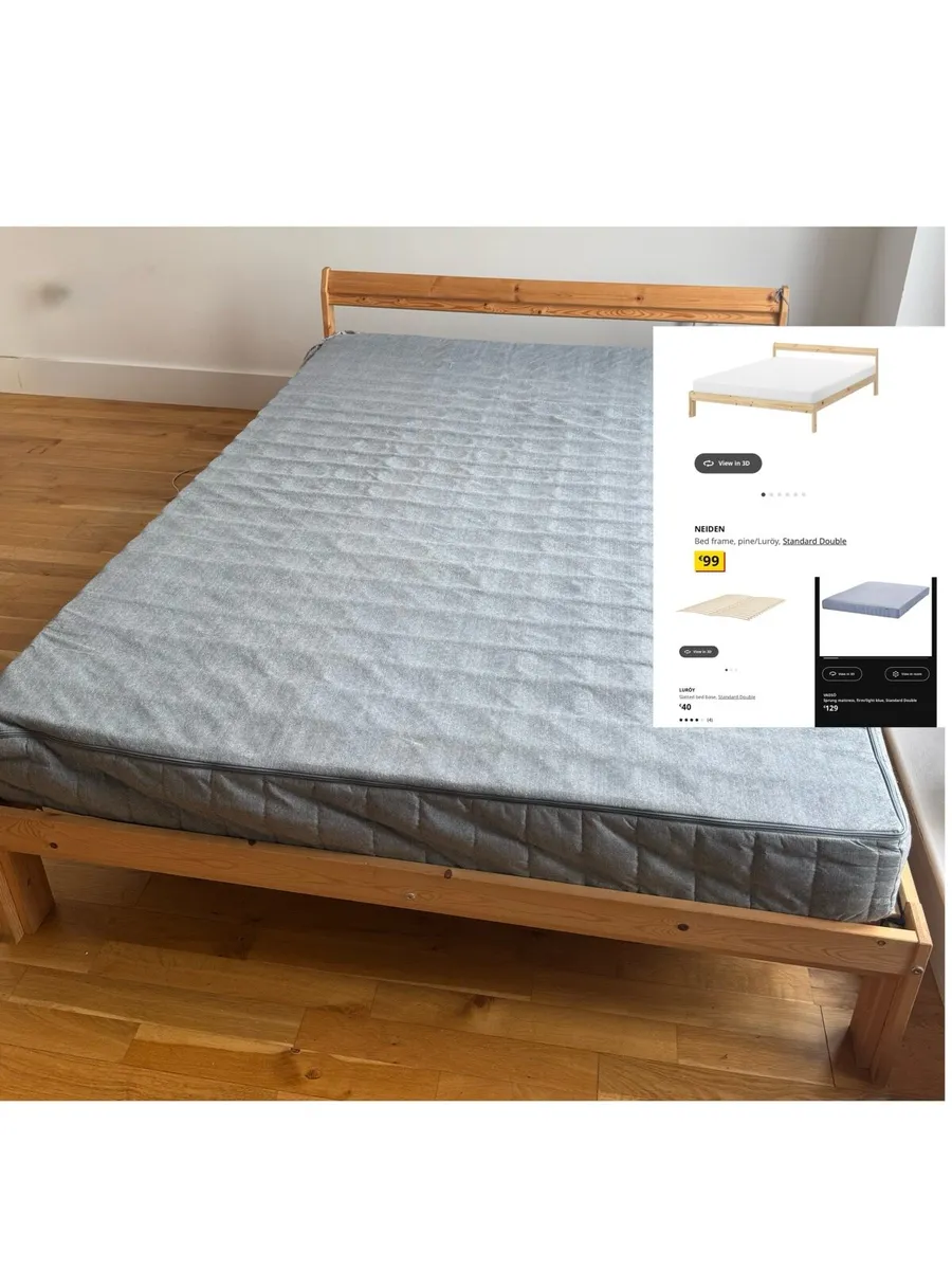 IKEA Double bed with mattress and base - Image 1