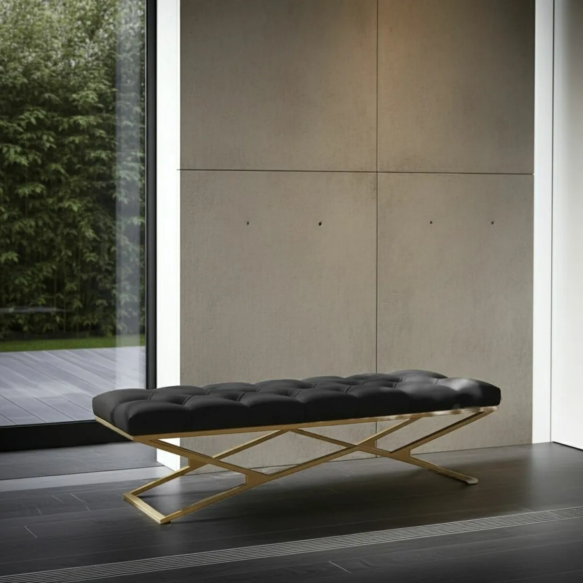 Velvet Bench with Gold Frame Handmade 120x40cm - Image 2