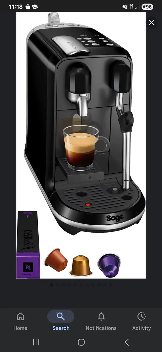 Sage nespresso coffee machine - Image 1
