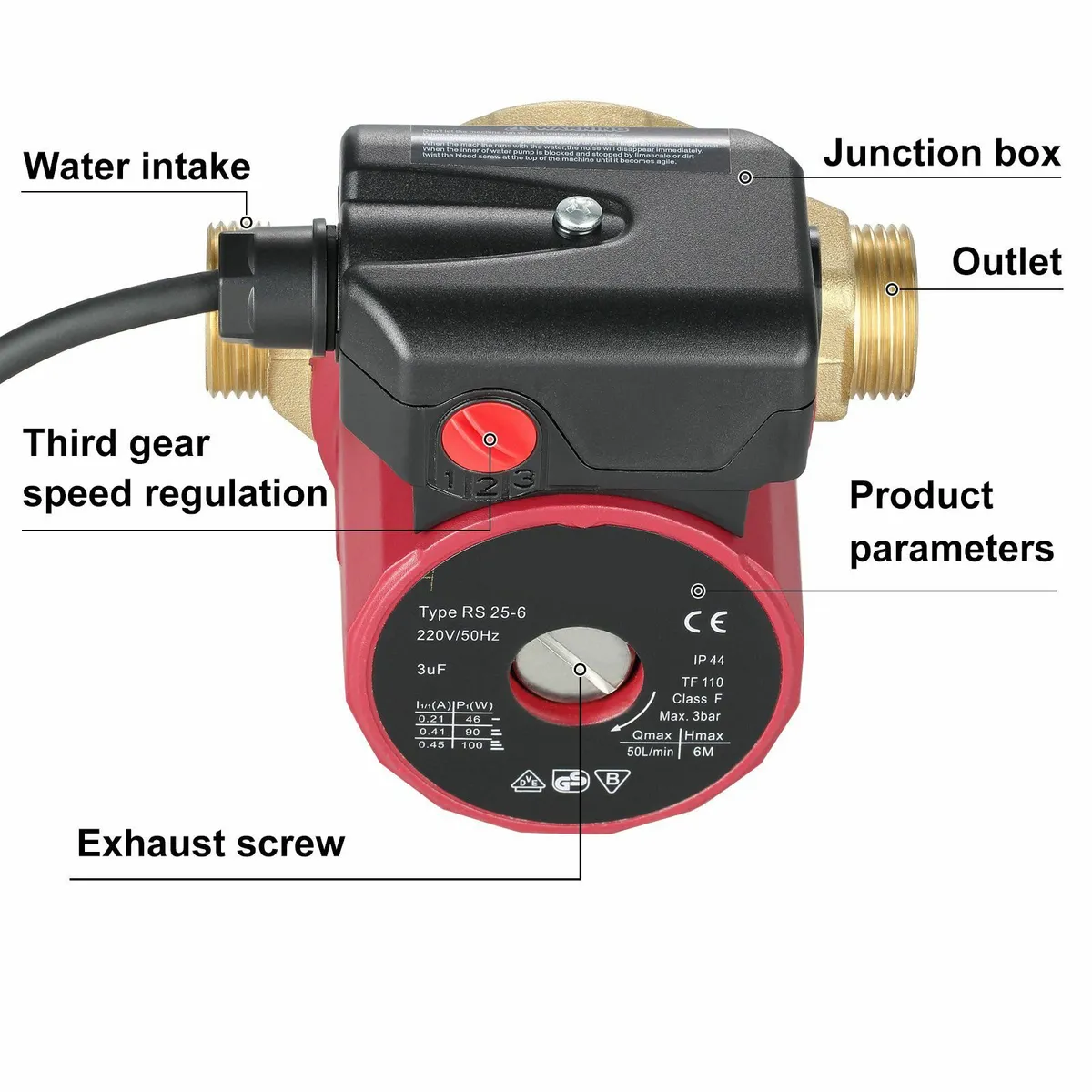90W Hot Water Booster Circulation Pump - Image 3