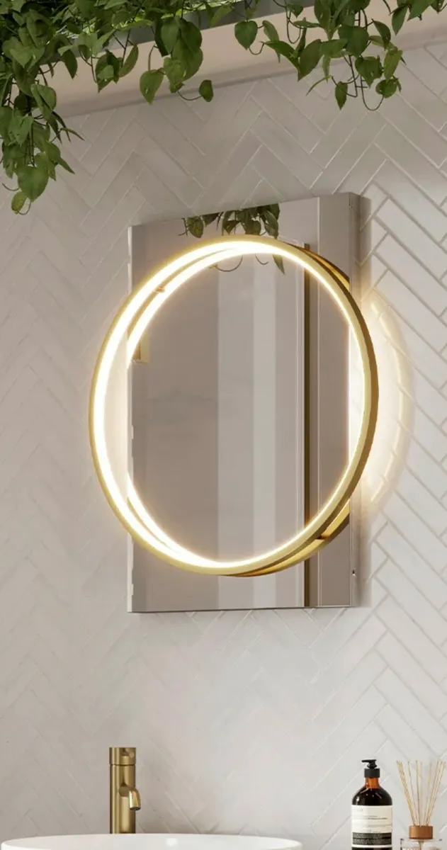 Hib Solas bathroom mirror LED brushed brass - Image 1
