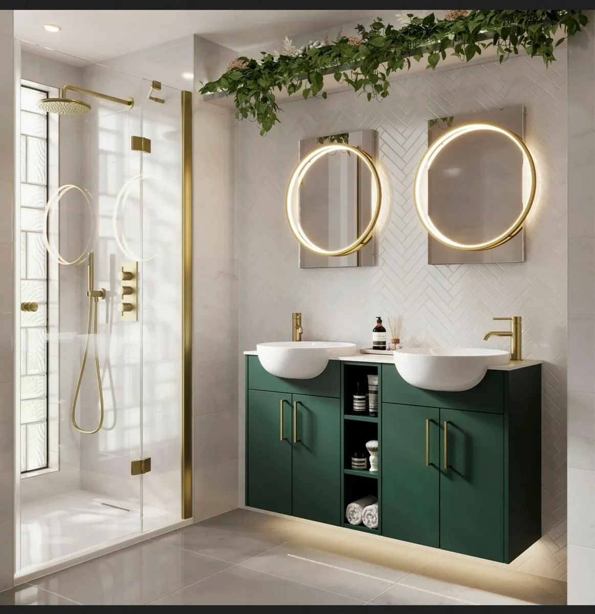 Hib Solas bathroom mirror LED brushed brass - Image 2