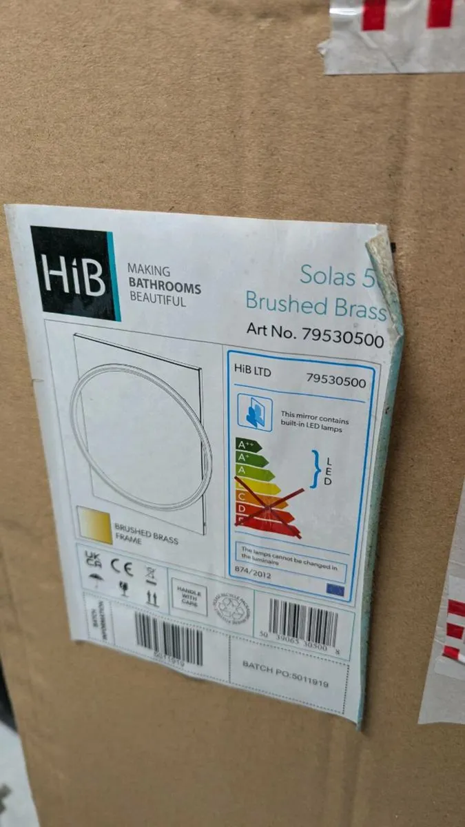 Hib Solas bathroom mirror LED brushed brass - Image 3