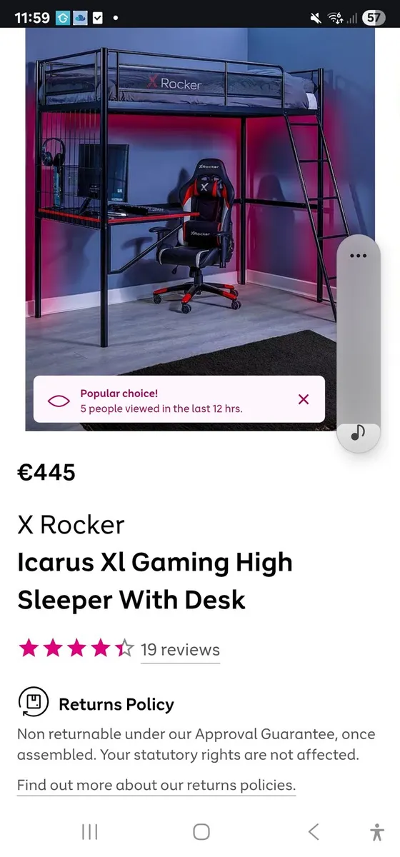 Bed gaming with desk - Image 1