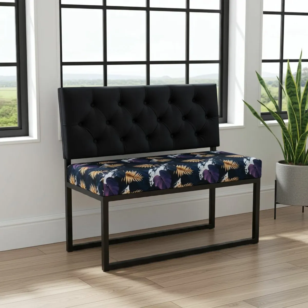 Modern Loft Metal-Framed Bench - Image 1