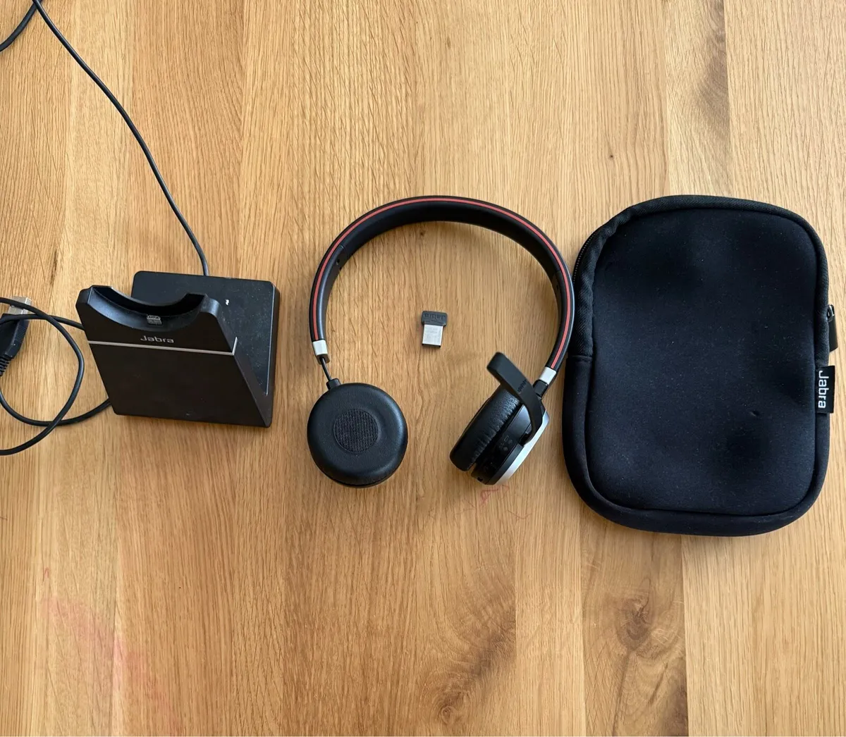 Jabra Evolve 65 wireless headset,charge stand,case - Image 1
