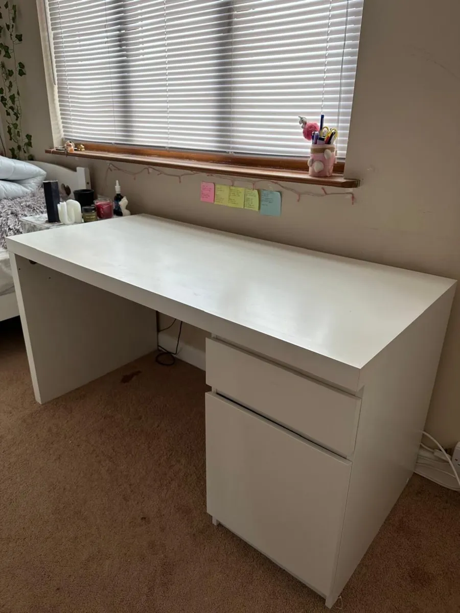 White Study Desk – Good Condition! ✨ - Image 1