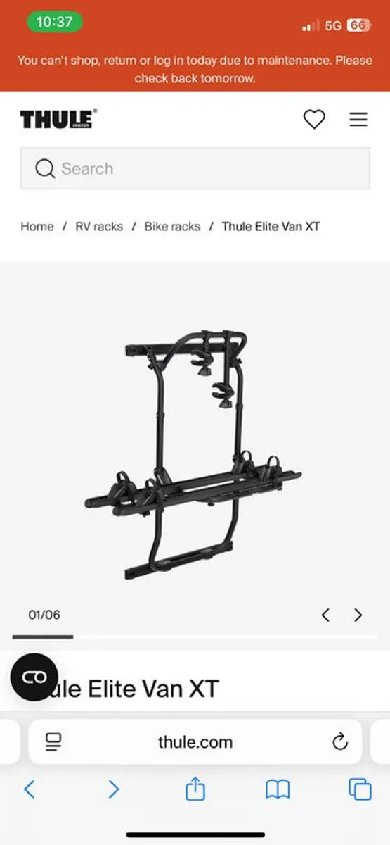 Thule Elite Van XT Bike Rack, Fits Sprinter & VW Crafter (Excellent Condition) - Image 2
