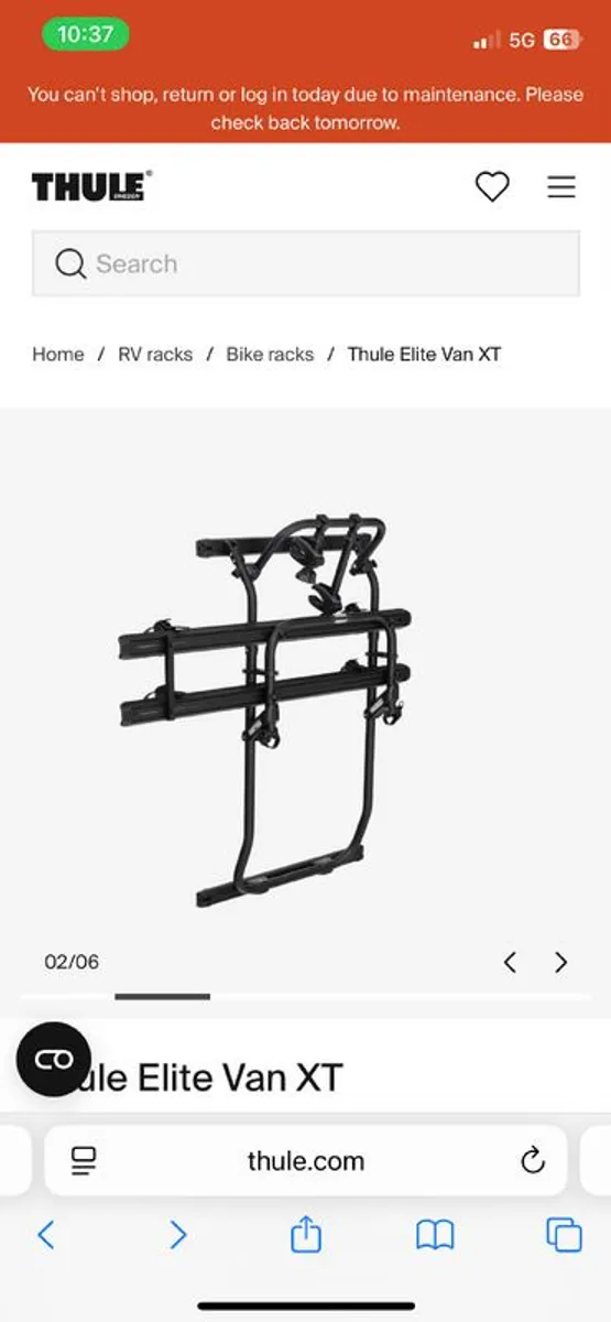 Thule Elite Van XT Bike Rack, Fits Sprinter & VW Crafter (Excellent Condition) - Image 3