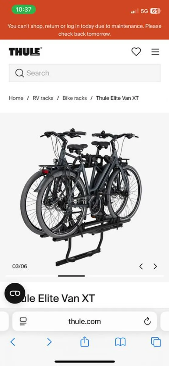 Thule Elite Van XT Bike Rack, Fits Sprinter & VW Crafter (Excellent Condition) - Image 4