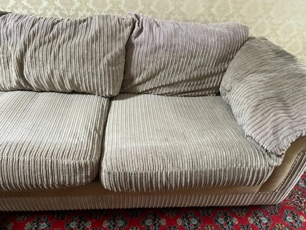 L shaped mocha brown corduroy sofa - Image 4