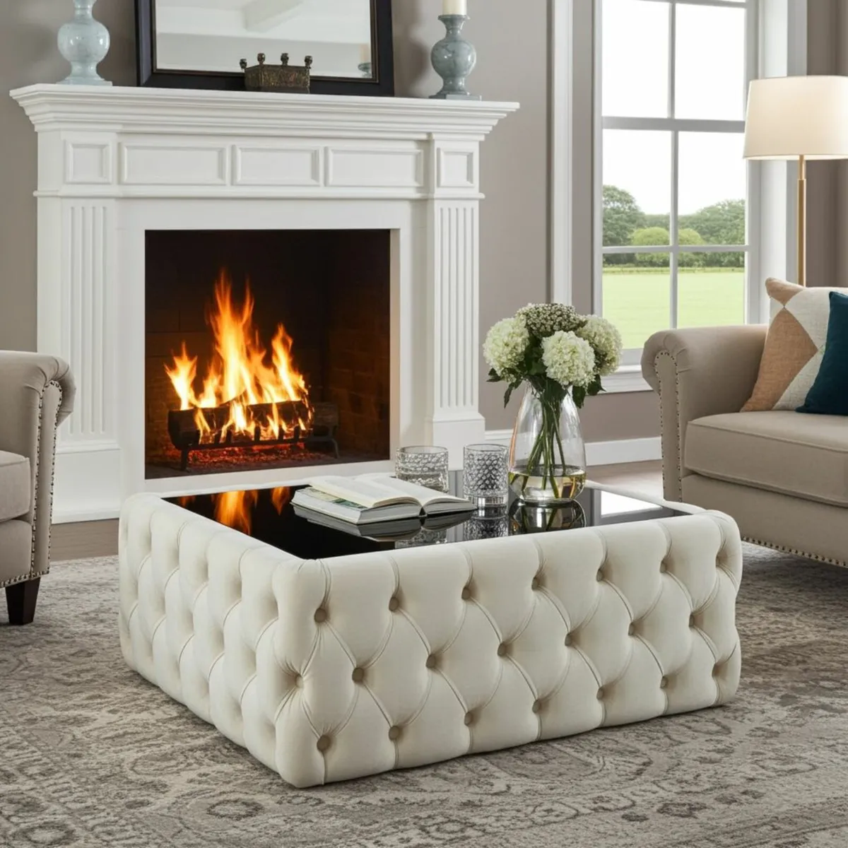 Chester Coffee Table Velvet Rectangle 83x63x45 - Image 1