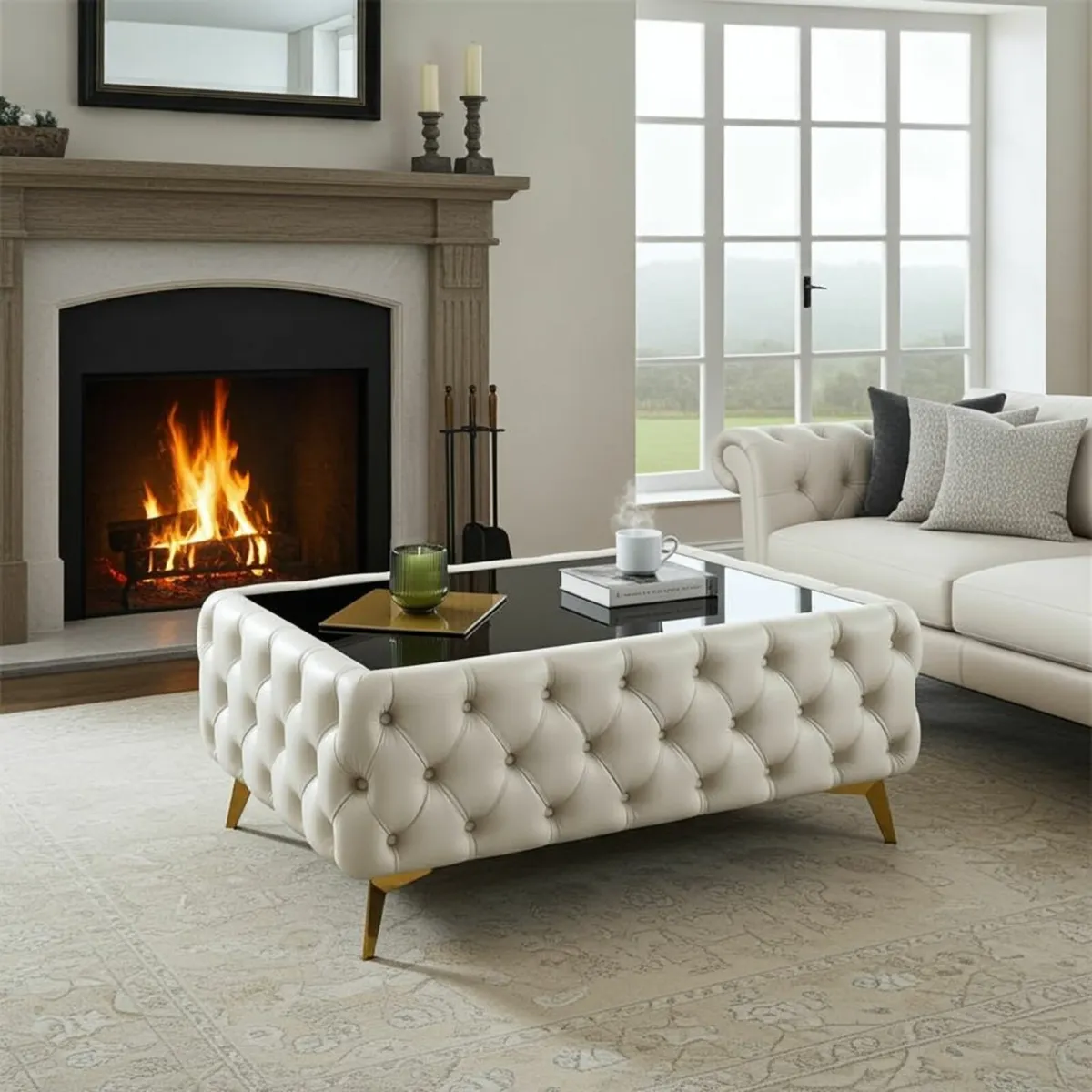 Chester Coffee Table Velvet Rectangle 83x63x45 - Image 4