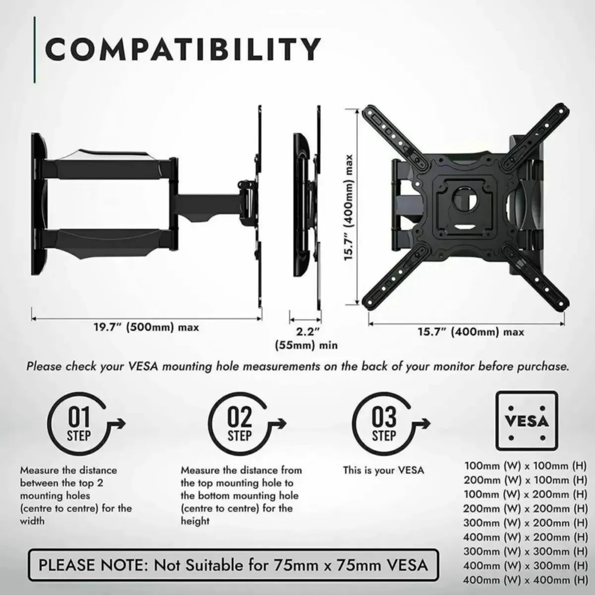 TV Bracket Mount for Flat Screens 24-60 Inches - Image 3