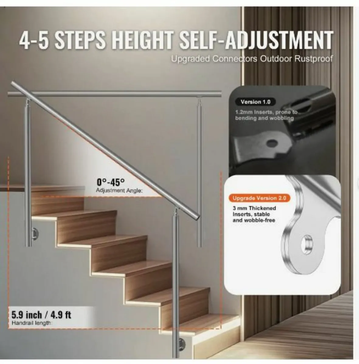 149.9 cm Handrails for Outdoor Steps - Image 2