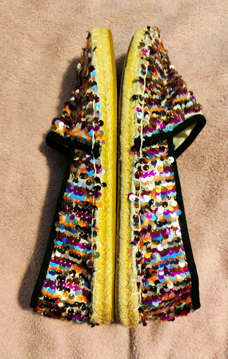 Multi-coloured sequin women's espadrilles 40 size - Image 2