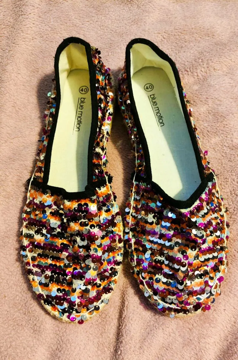 Multi-coloured sequin women's espadrilles 40 size - Image 4