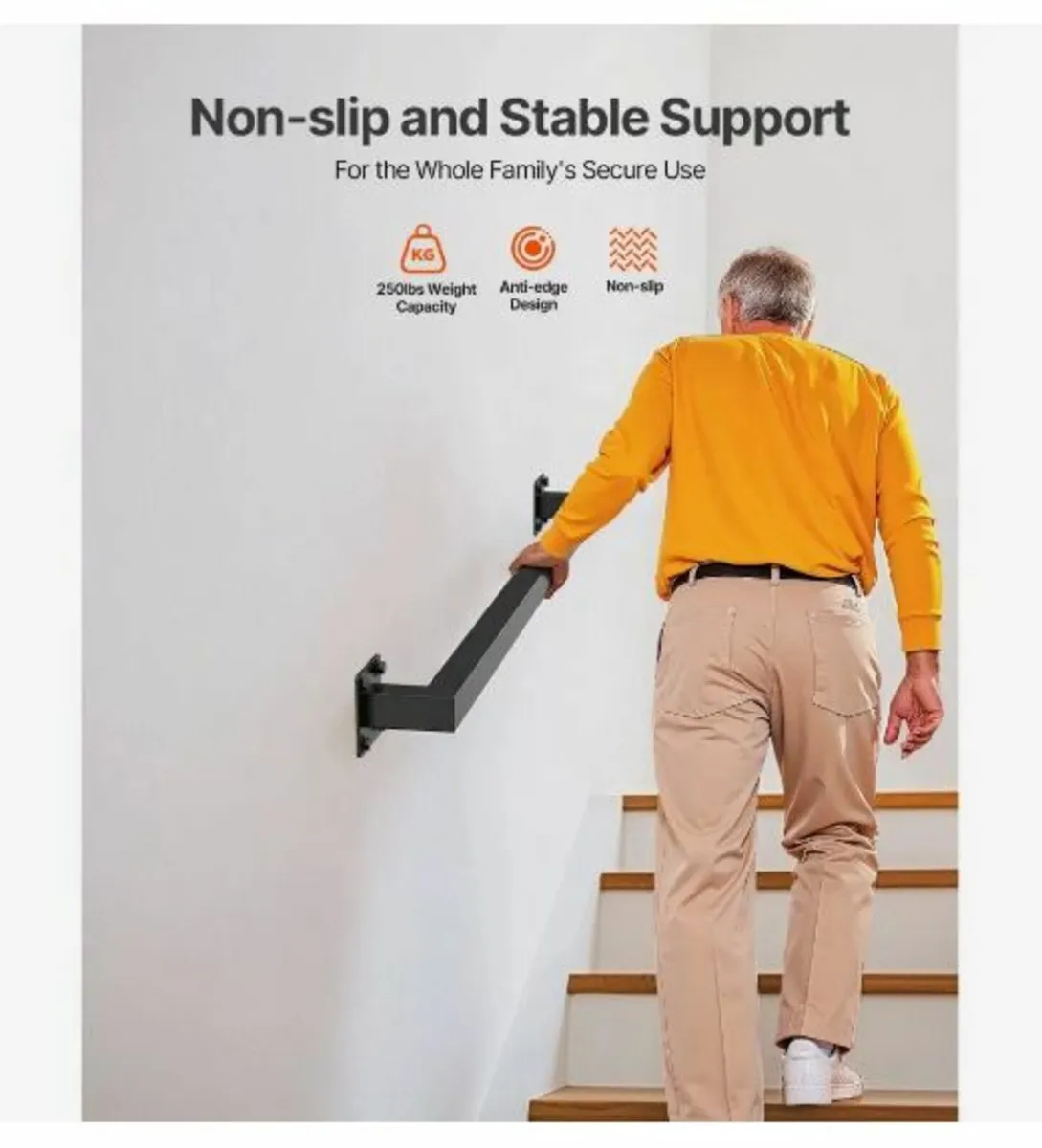 Wall Mounted Stair Handrail, 910mm - Image 3