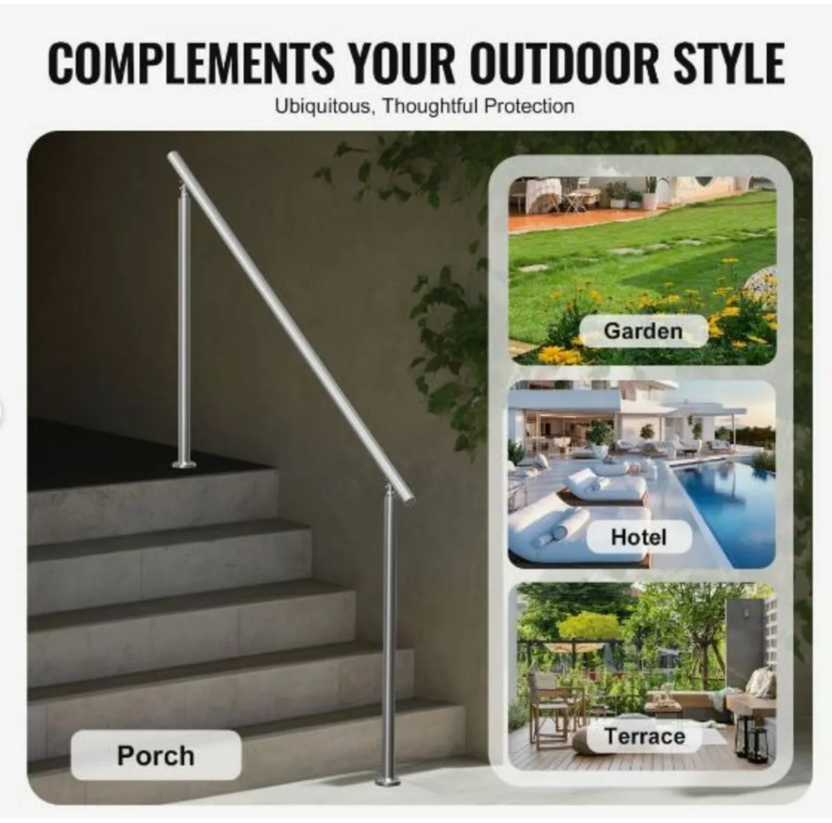 Handrails for Outdoor Steps, 70.9 in/ 180cm - Image 3