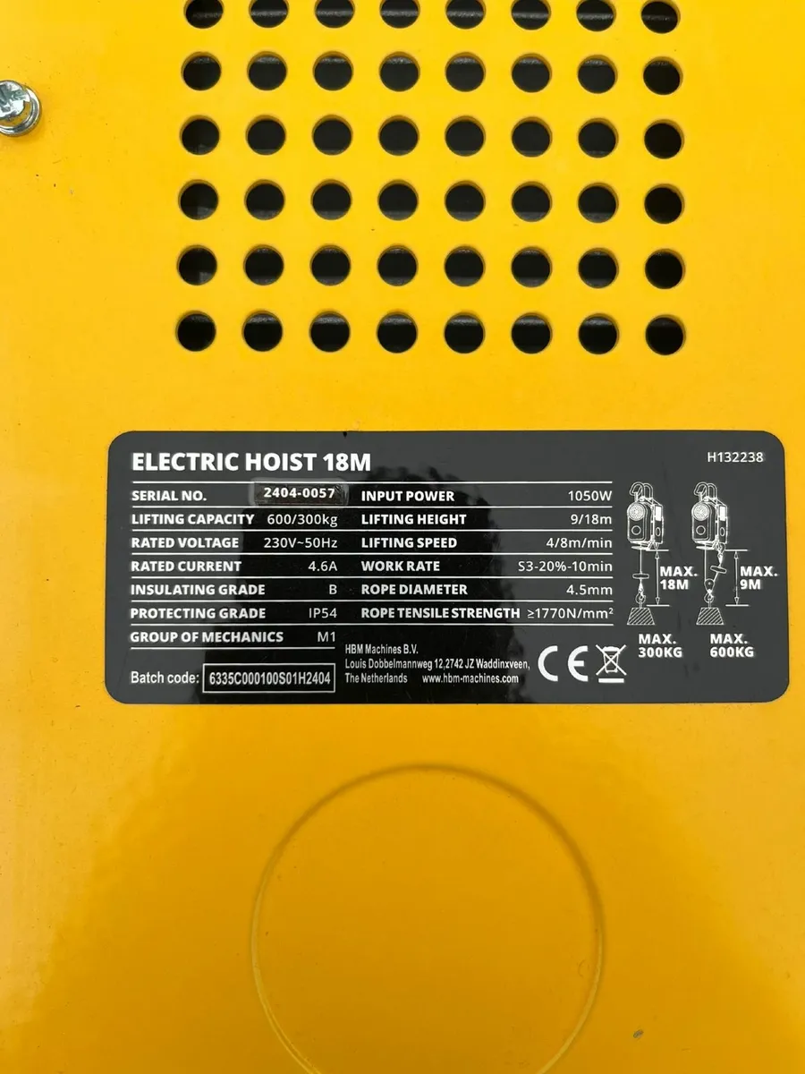 HBM movable electric winch, hoist 18 meters - Image 2