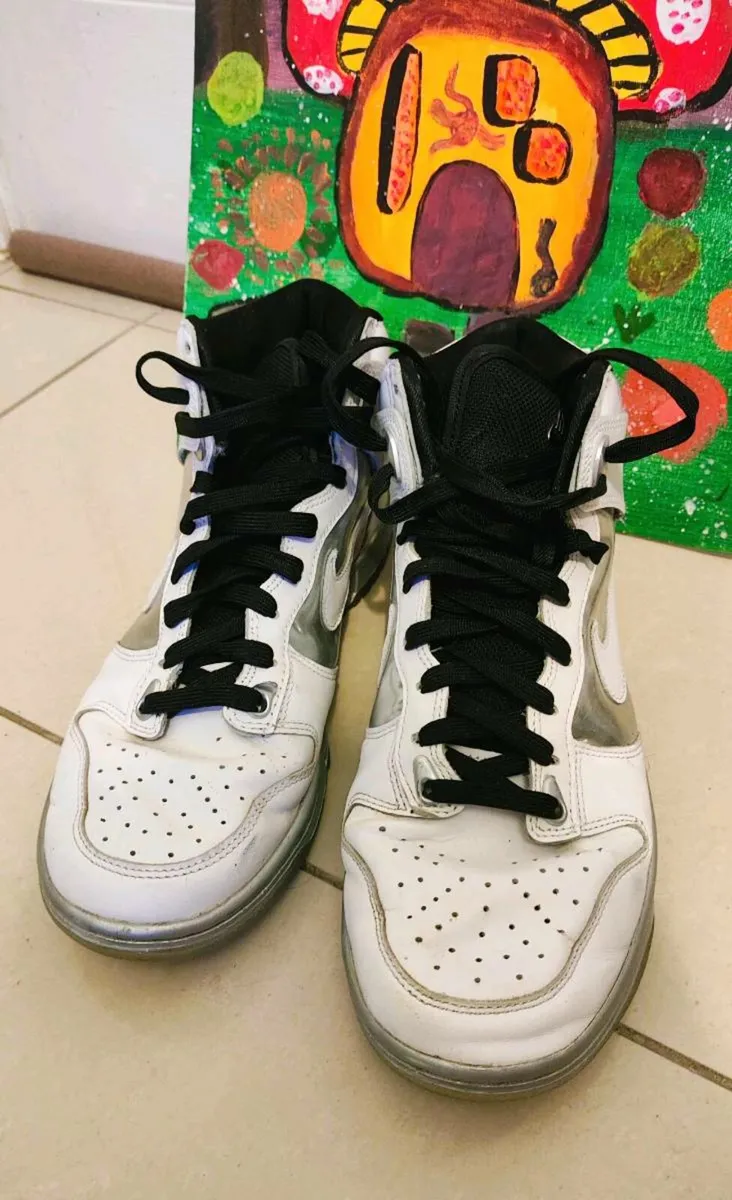 Nike Dunk High White & Metallic Silver - Image 2