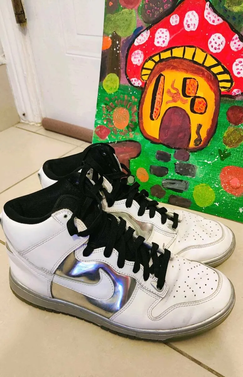 Nike Dunk High White & Metallic Silver - Image 3