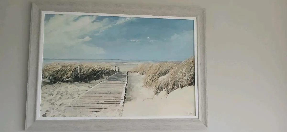 Painting framed canvas sea - Image 2