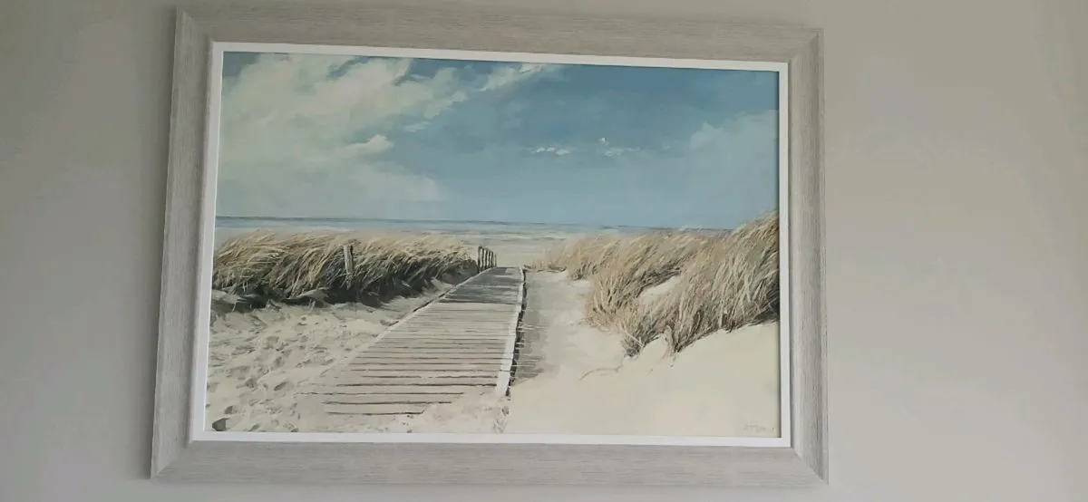 Painting framed canvas sea - Image 3
