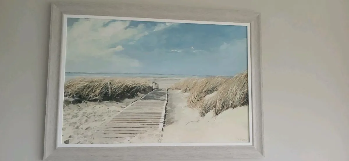Painting framed canvas sea - Image 4