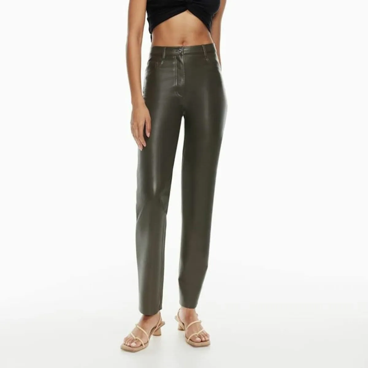 The Melina Wilfred Brown Grey Leather Trousers 14 - Image 2