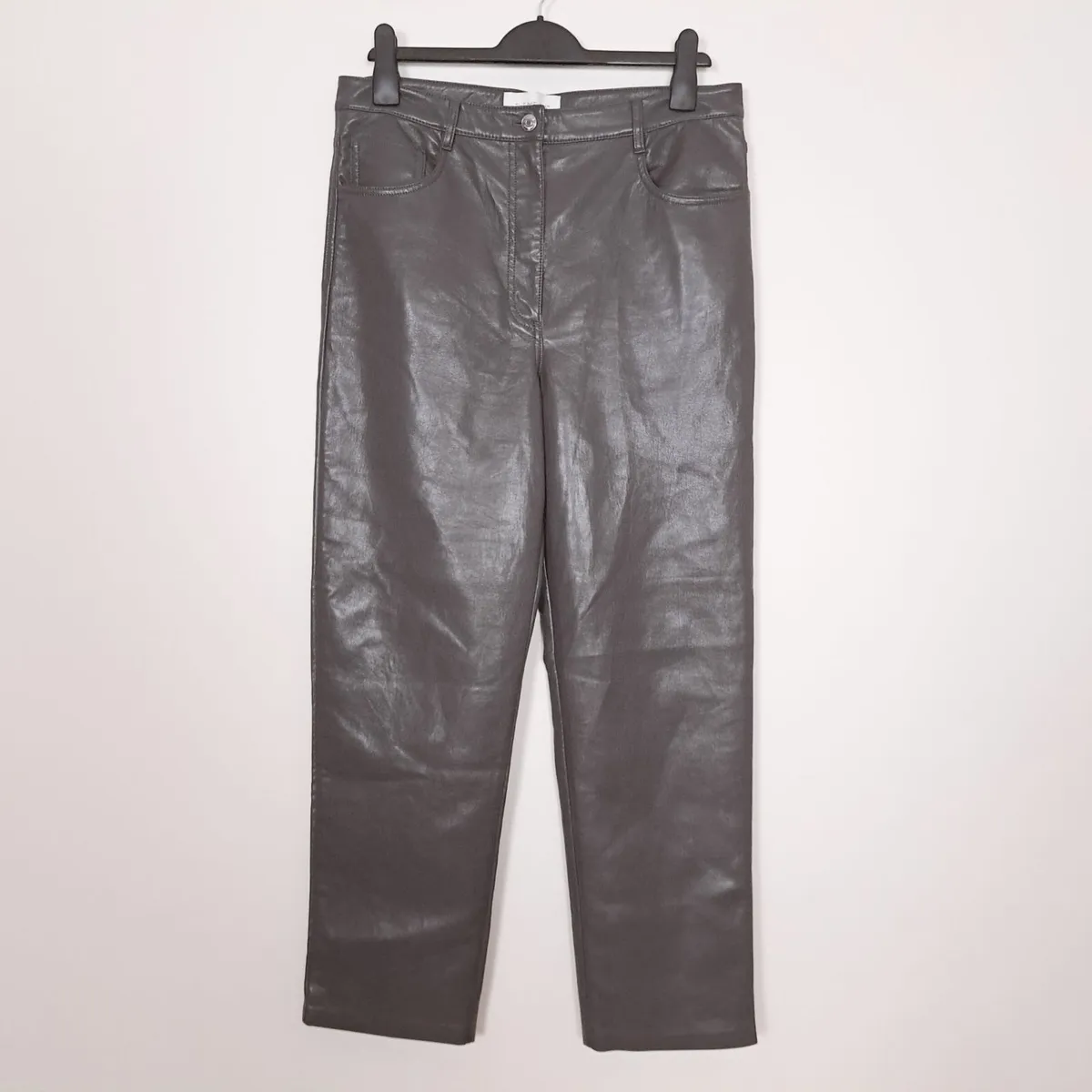 The Melina Wilfred Brown Grey Leather Trousers 14 - Image 1