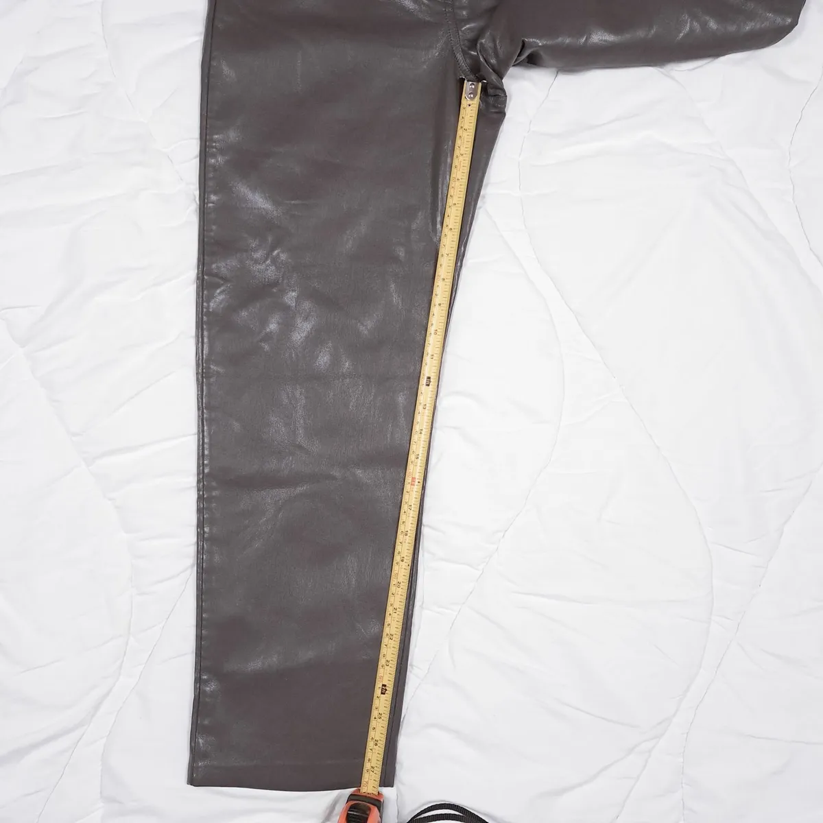 The Melina Wilfred Brown Grey Leather Trousers 14 - Image 4