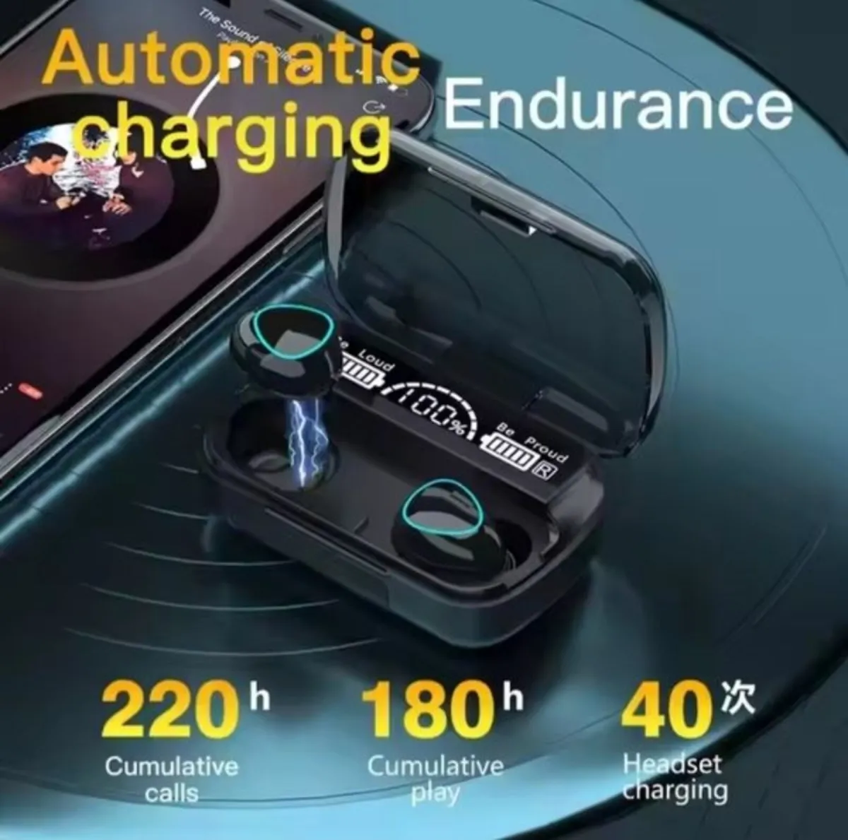 Wireless Earbuds with LED Display 9D Noise Reducti - Image 2