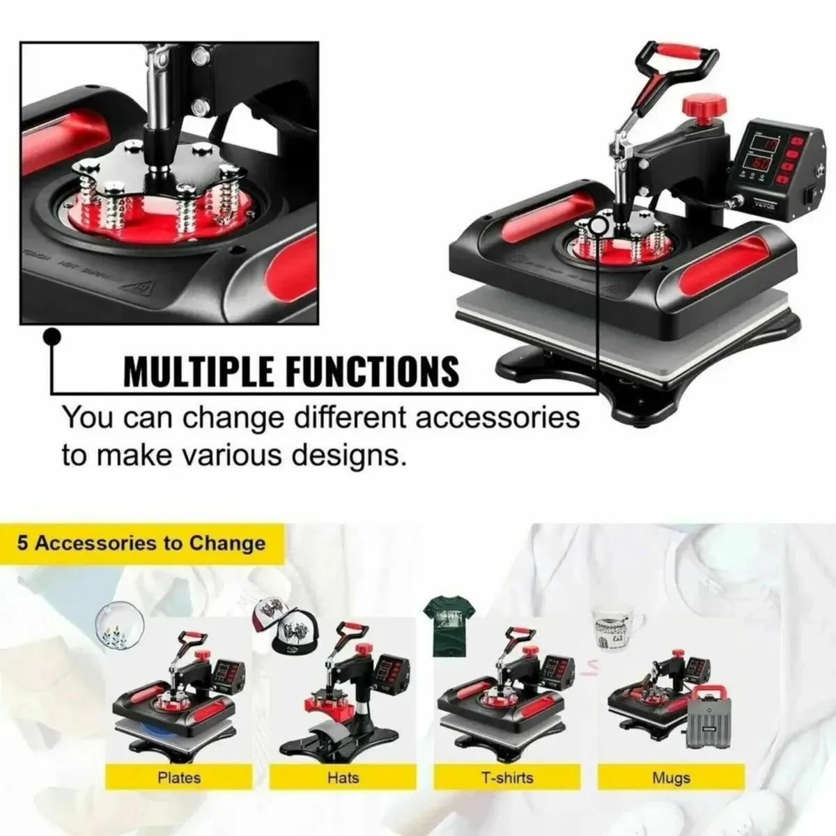 Heat Press Machine Red 5-in-1 Heat Press - Image 3
