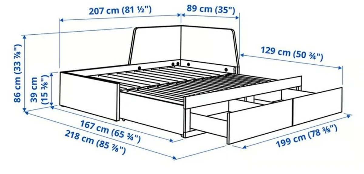 Day-bed single/double with 2 drawers/2 mattresses - Image 2
