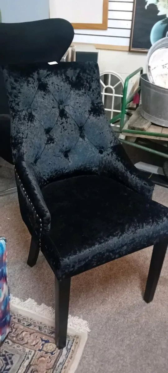 New Black Velvet Button Back Chair