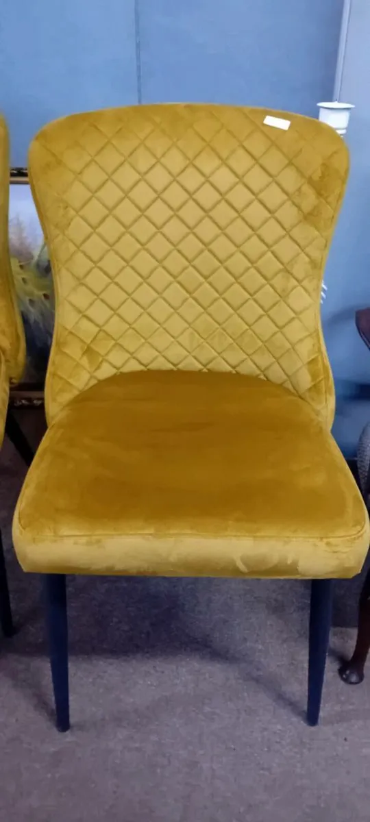 New Yellow Velvet Button Back chair
