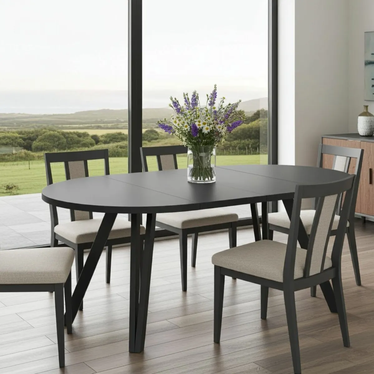 The Modern Extendable Black Round Dining Table - Image 1