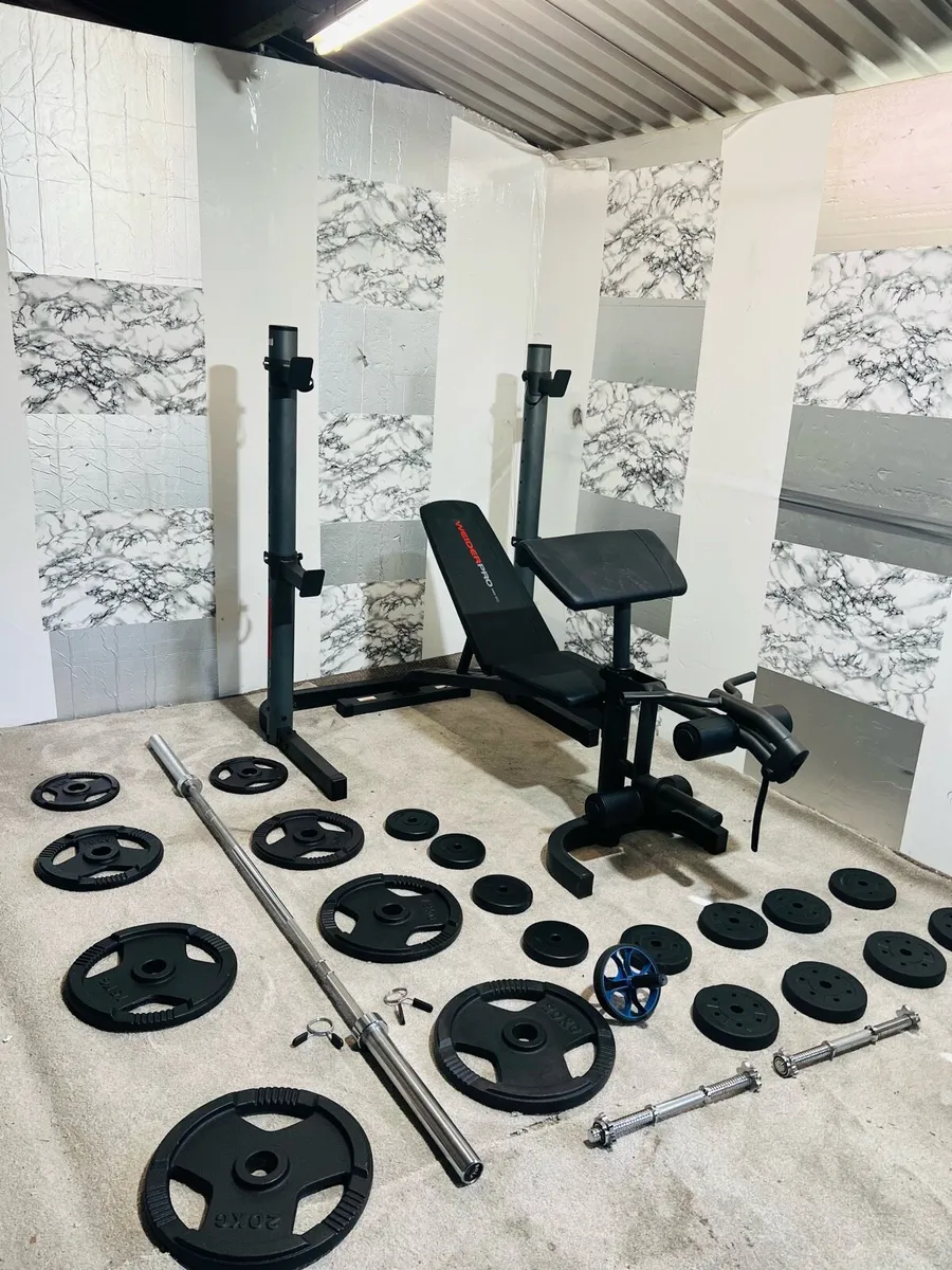 OLYMPIC WORKOUT SET WEIGHT RACK BENCH BARBELL ++ - Image 2