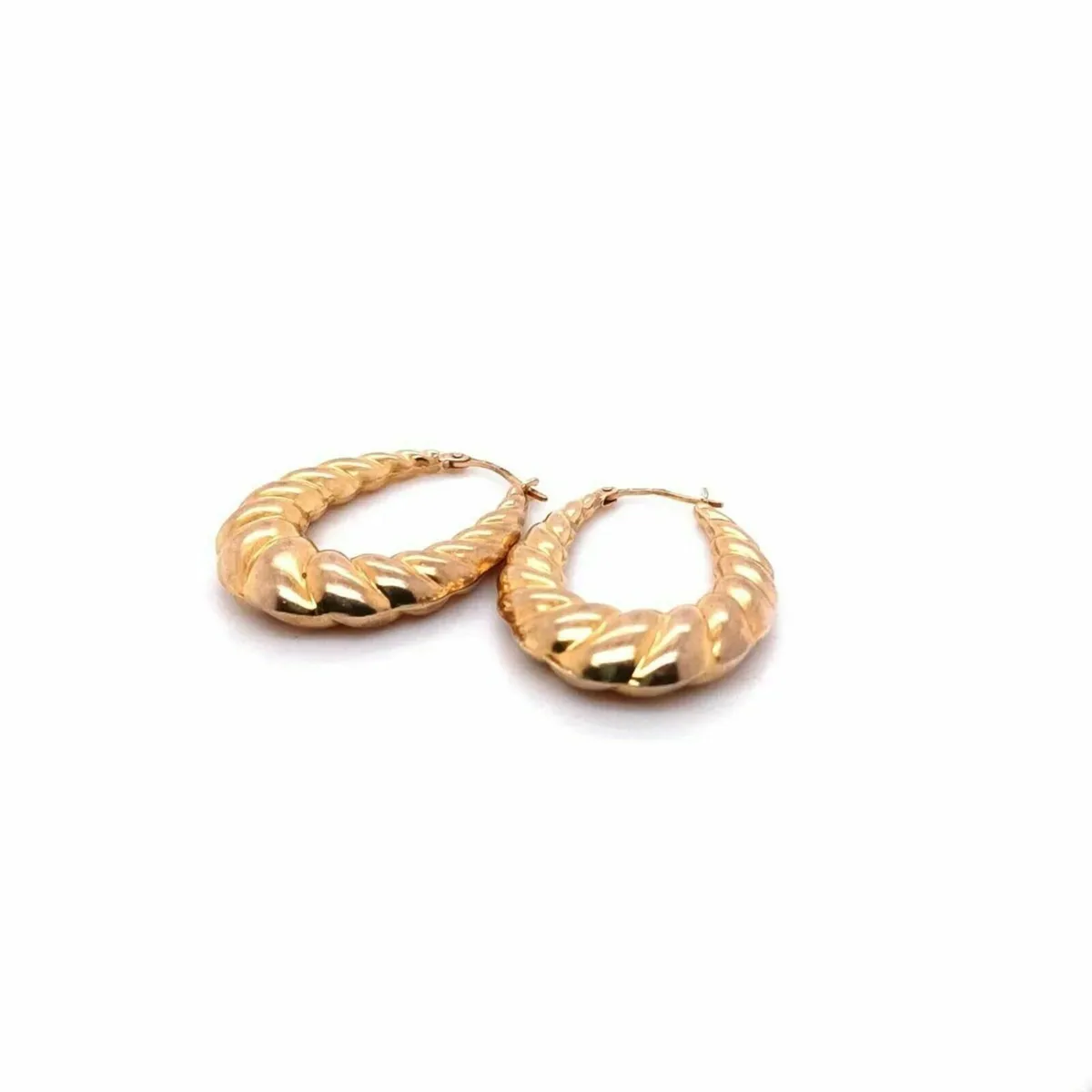 9k Yellow Gold Creole Hoop Earrings - Image 3