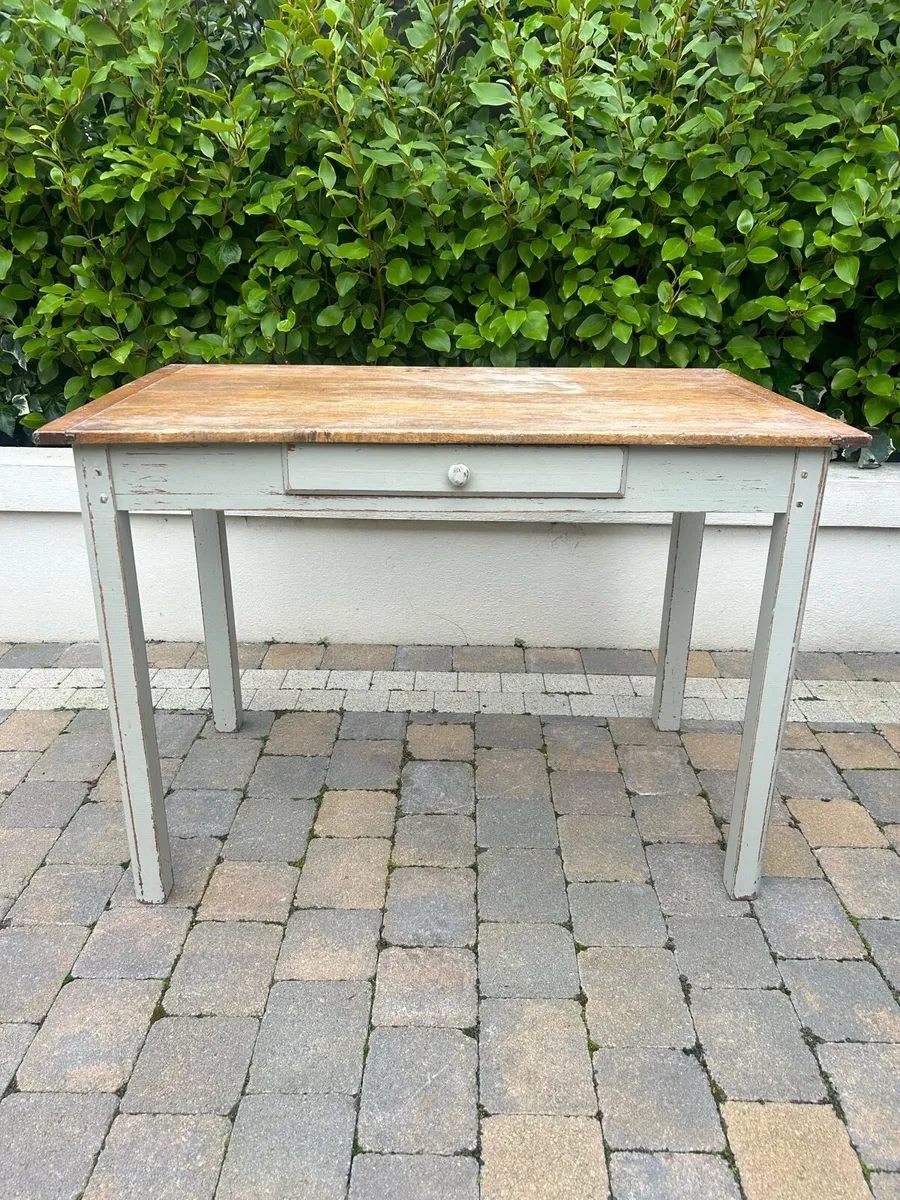 Antique oak topped farmhouse pantry table - Image 1