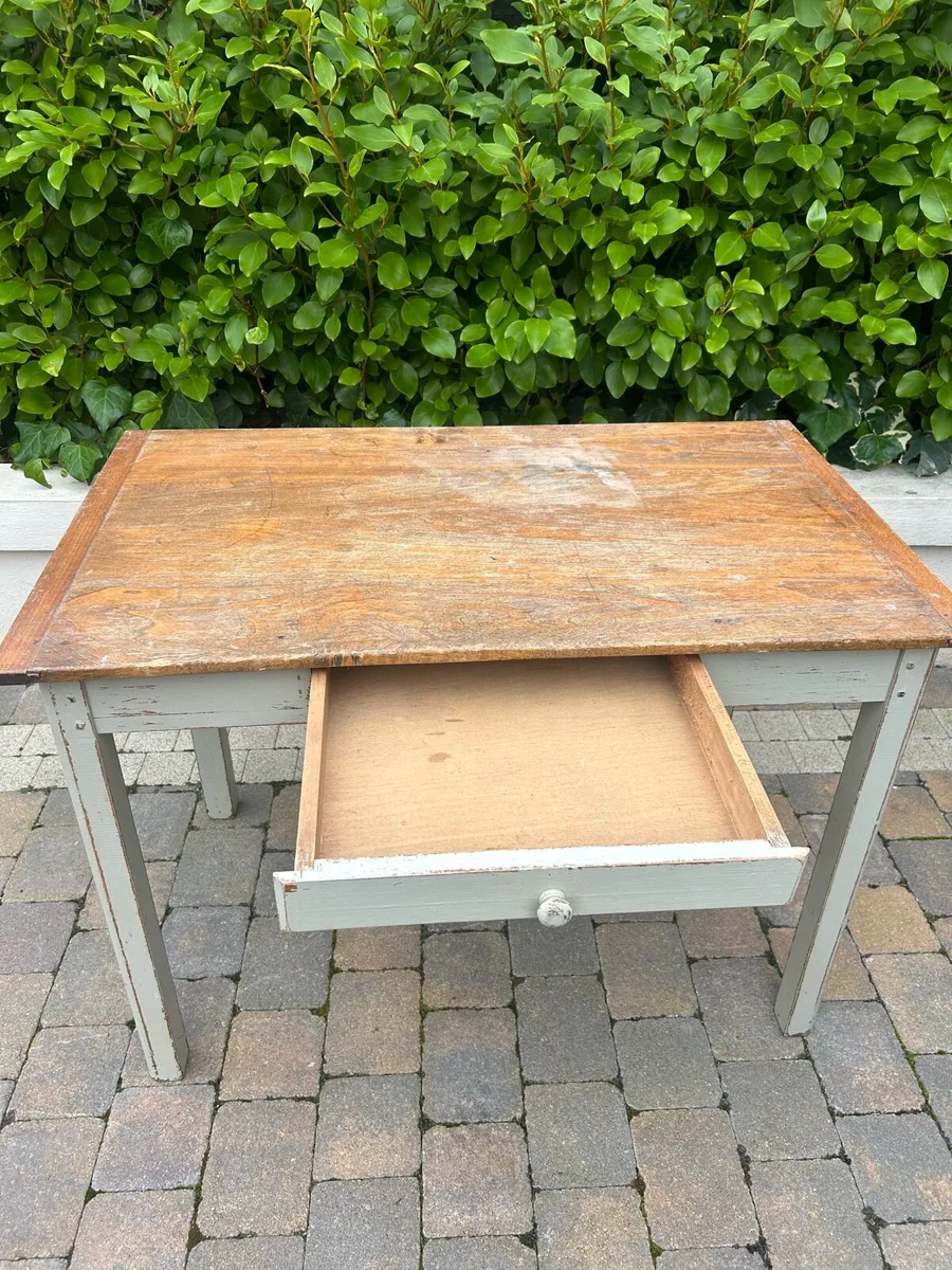 Antique oak topped farmhouse pantry table - Image 2