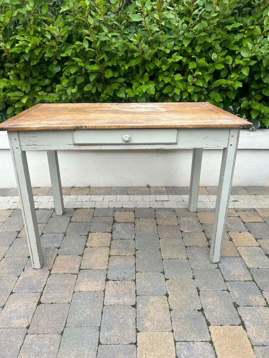Antique oak topped farmhouse pantry table - Image 3