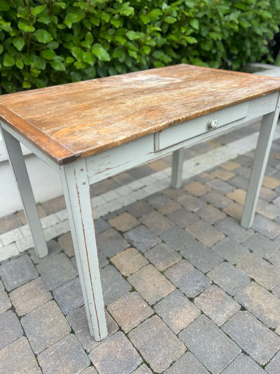 Antique oak topped farmhouse pantry table - Image 4