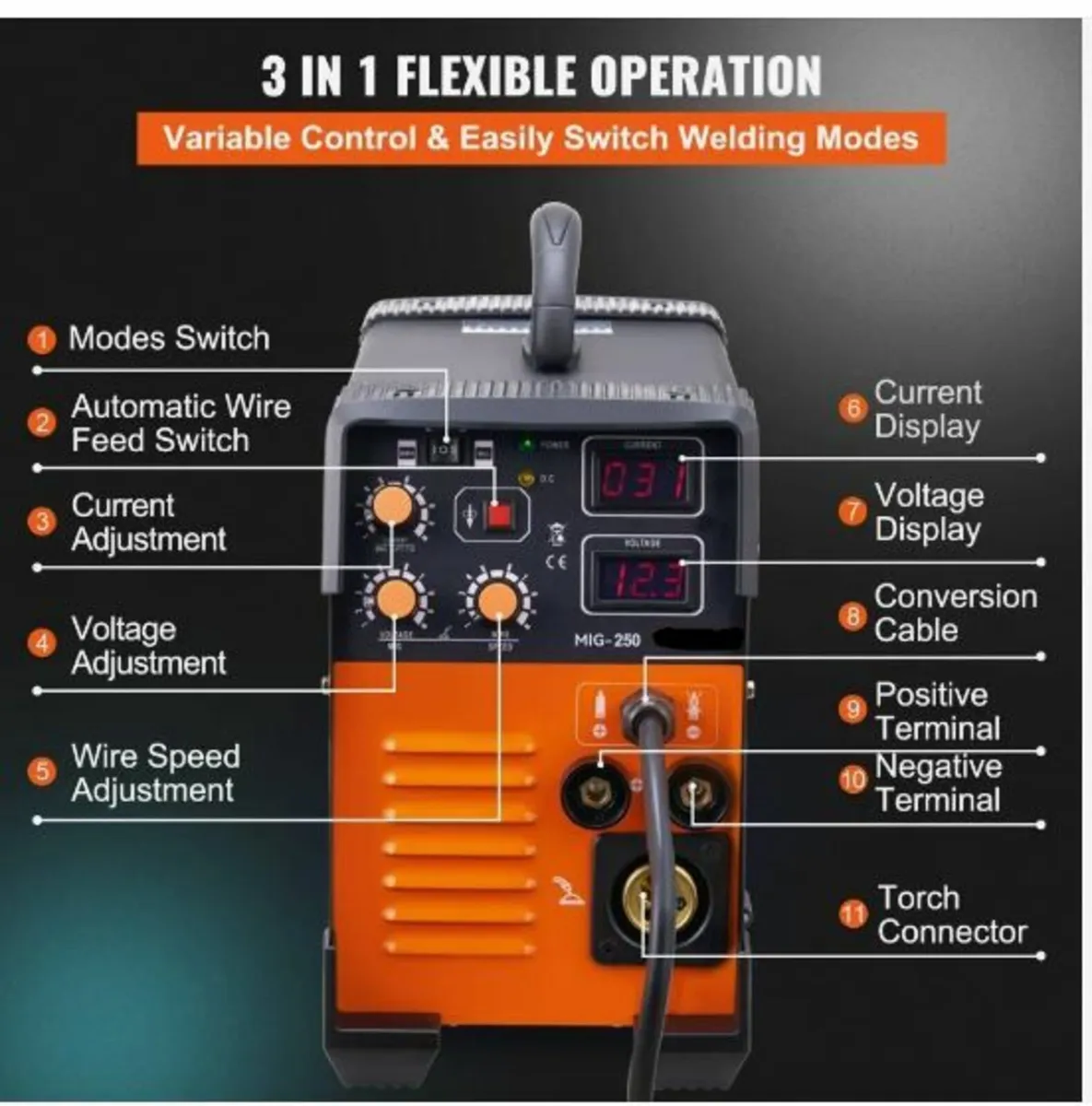 MIG Welder 250 Amp MIG TIG Arc - Image 4