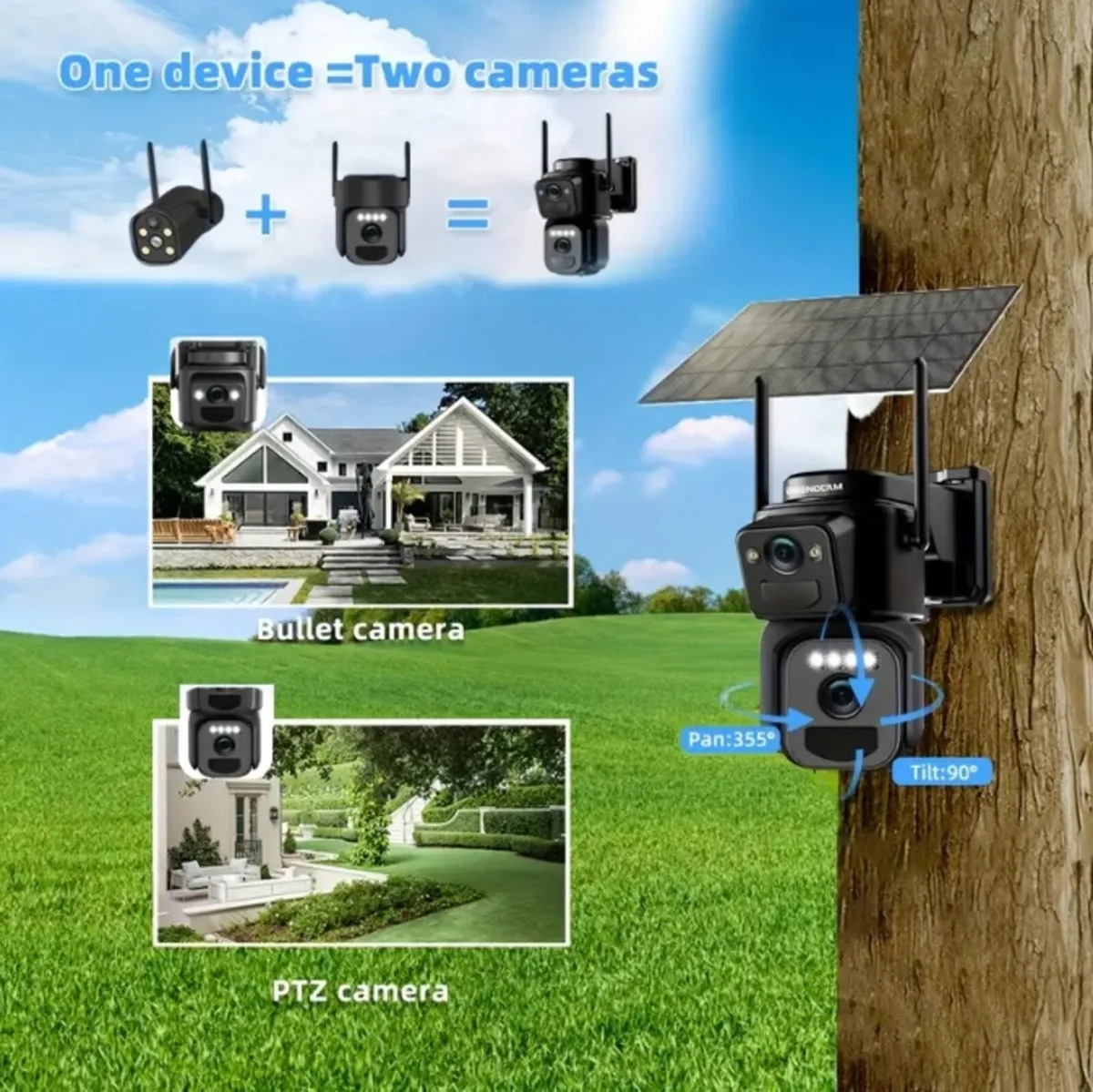 4K Dual Lens Solar Security Camera Full Protection - Image 3