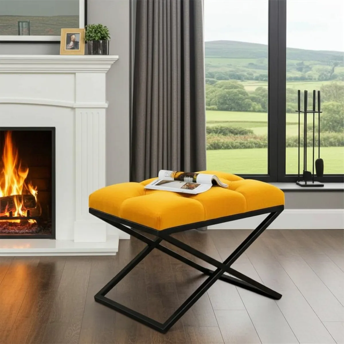 Metal frame bench with eco leather seat - Image 2