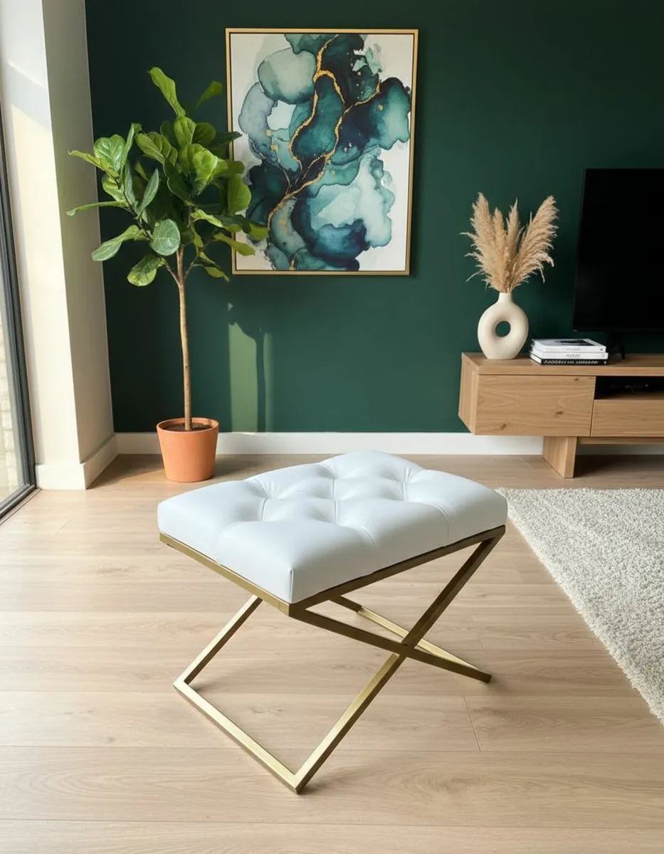Metal frame bench with eco leather seat - Image 3