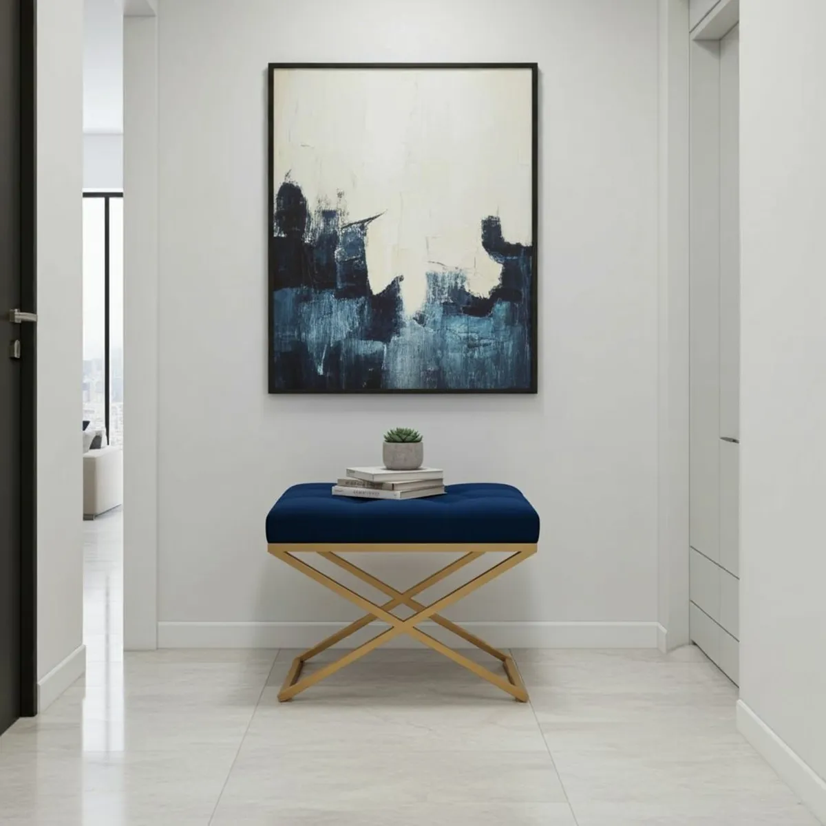 Metal frame bench with eco leather seat - Image 4