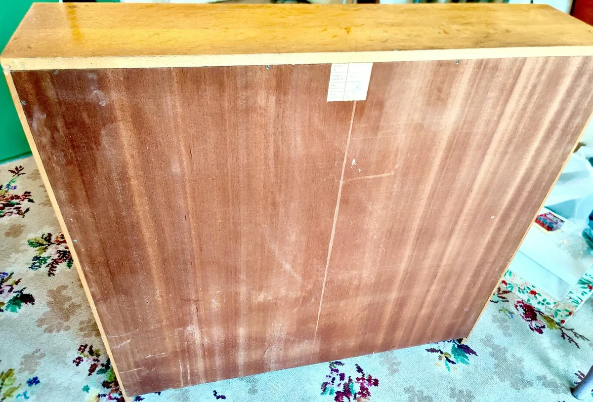 Mid Century Book Case: Solid Teak 3 Tier Glazed - Image 2